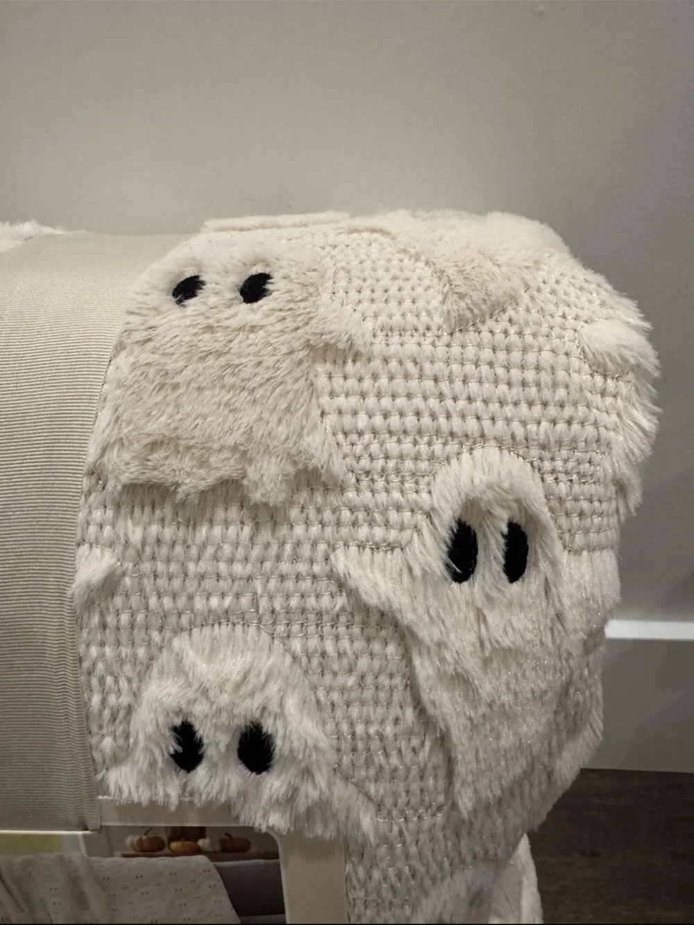 VIRAL Set of ALL 3 Costco Cozy Embroidered Faux Fur Throw Halloween Ghost Cat